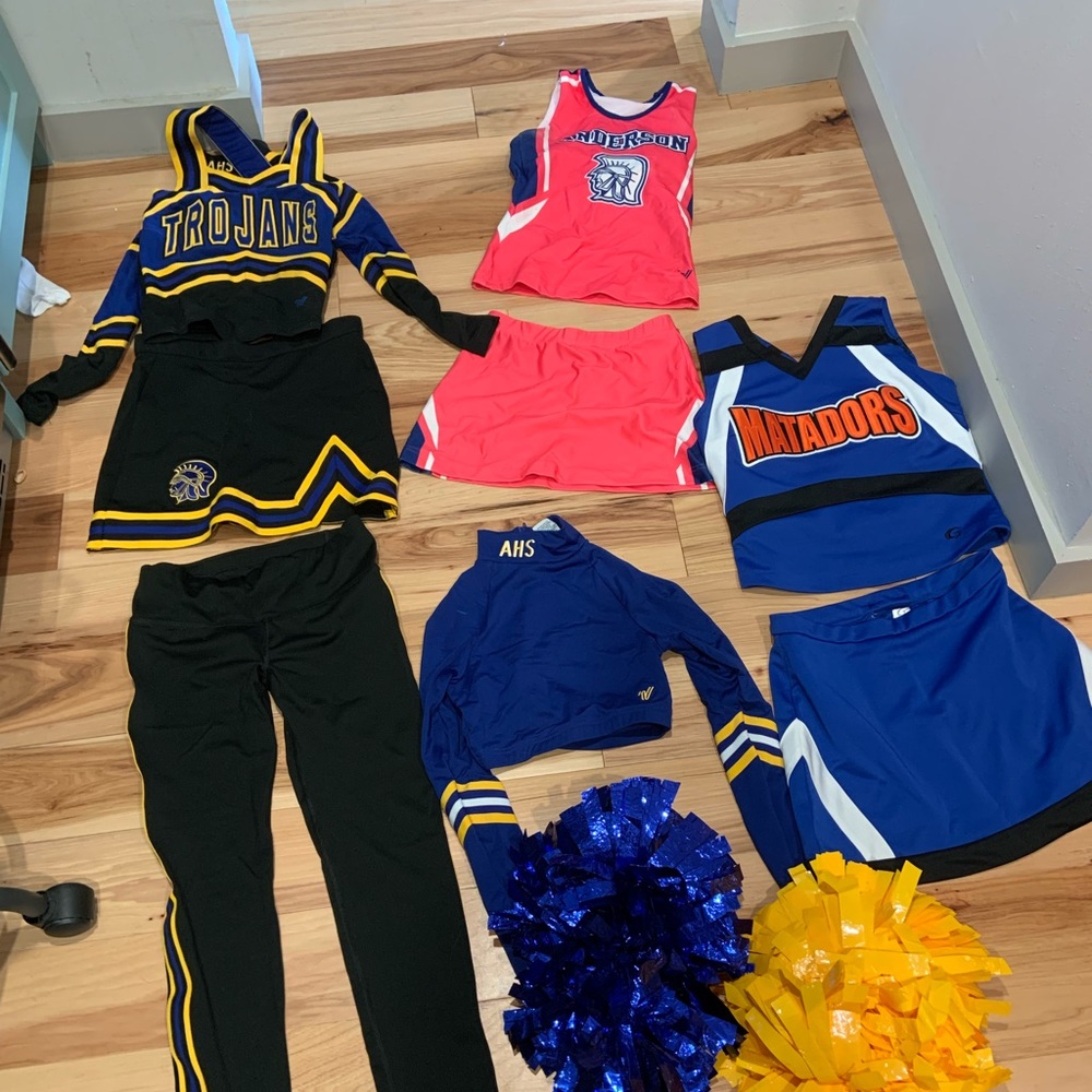 Cheerleading uniforms and gear